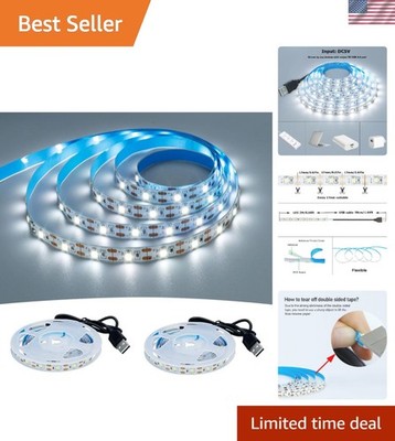 USB LED Strip Light 13.12Ft 6000K Cool White 240 LEDs Flexible 2-Pack