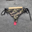 Doll Bikini Bottom Womens S Green Camouflage Hipster Lined Drawstring Bow