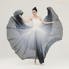 F5 Women's Lyrical Dance Skirt Gradient Color Long Swing Wrap Skirts Ballet