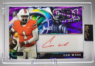 Cam Ward 1/1 2024 Wild Card QB1 Rookie RC Red Ink Auto Purple Wave Rainbow SSP