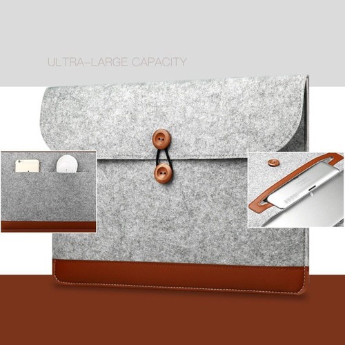 Wollfilz Laptop tasche Ärmel PU-Leder Notebook-Taschen Tablet-Schutz beutel - Bild 11 von 15