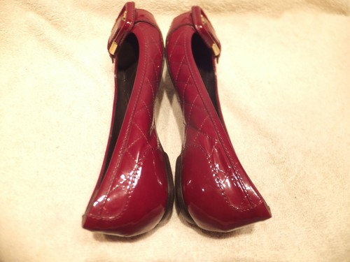 Burberry Dark Red Quilted Patent Leather Flats Sz.36 M/B Made In Italy - Picture 5 of 10