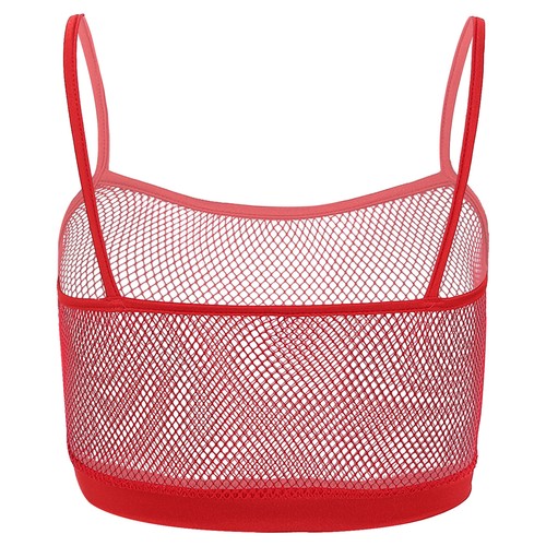 Women's Sheer Crop Tops Mesh Hollow Out Fishnet Strappy Bra Top Crisscross Back - Picture 52 of 65