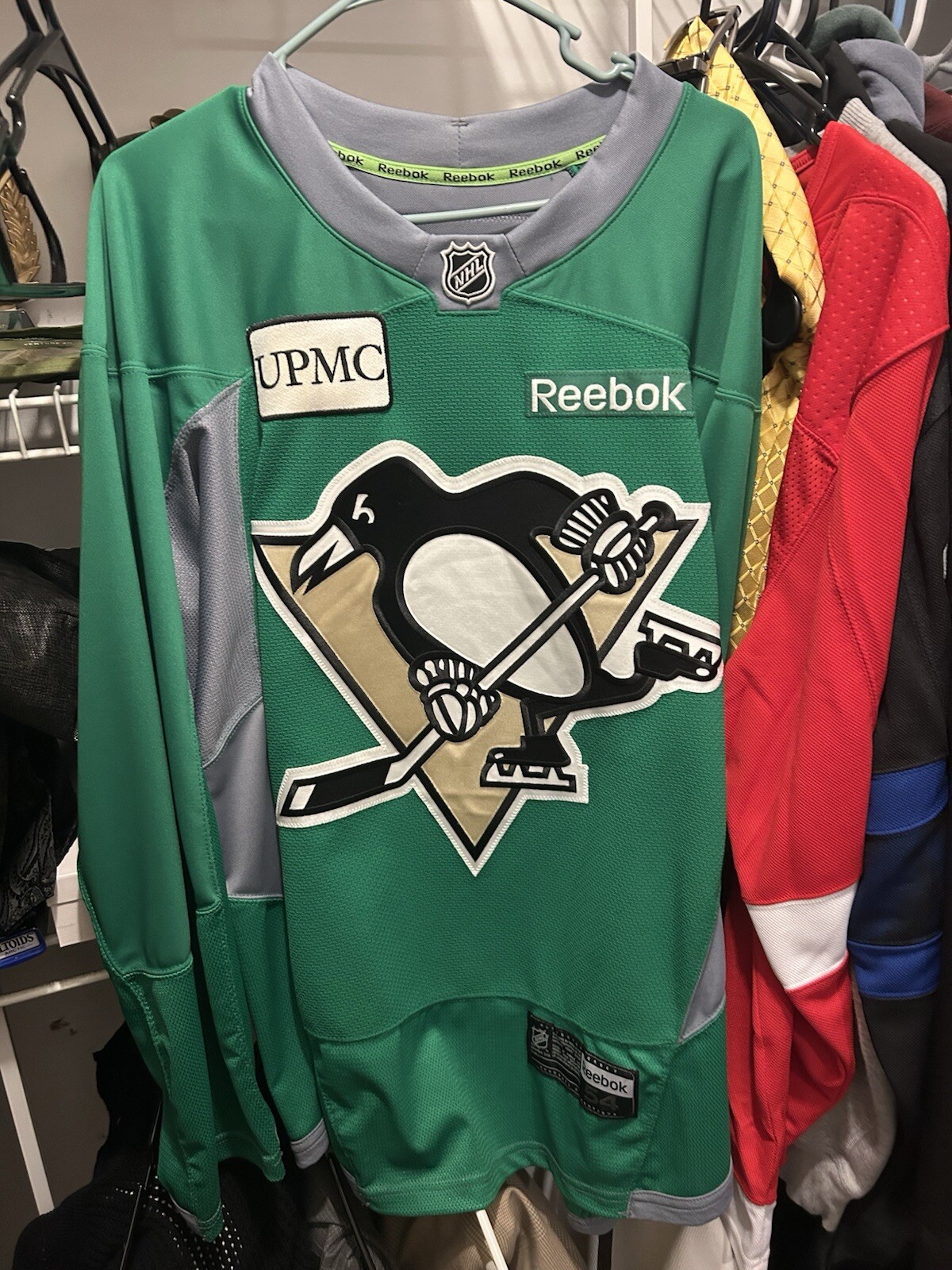 Pittsburgh Penguins Reebok Edge Green Practice Jersey Size 54 Hockey