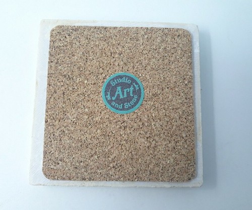 Studio Art Tile Coaster Cannabis Art Rustic Stoneware Green 4x4 - Picture 5 of 7