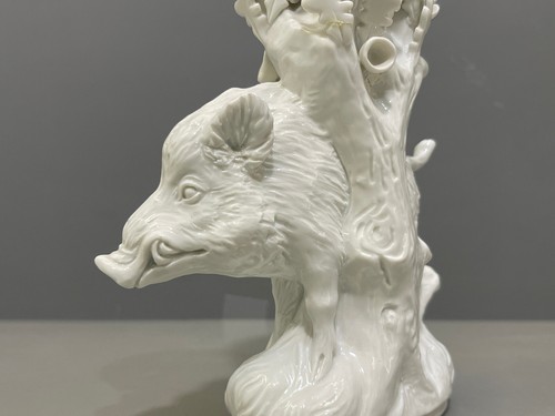 Meissen figürlicher Leuchter mit Wildschwein Eichenbaum P.Strang 1.Wahl H:16,3cm - Bild 12 von 24