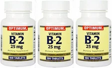 Optimum Vitamin B2  25mg Tablets 100ct ( 3 pack )  PHARMACY FRESH ^^
