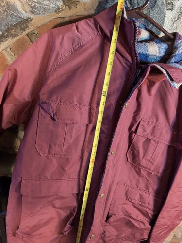 Vintage 80’s LL Bean Baxter State Parka Red Plaid Blanket Lined USA Jacket Large - Picture 10 of 14