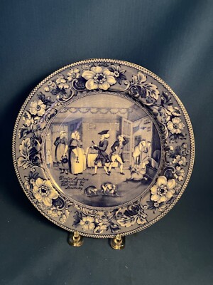 Buffalo Pottery Transferware Dr. Syntax Transfer Plate Disputing His Bill 1909