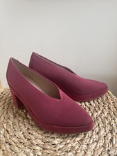 Eileen Fisher Signy Stretch Knit Block Heel Pump Burgundy Size 9 New