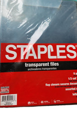 Staples Transparent Files Pack of 6 New 1/3 cut tabs assorts colors letter size