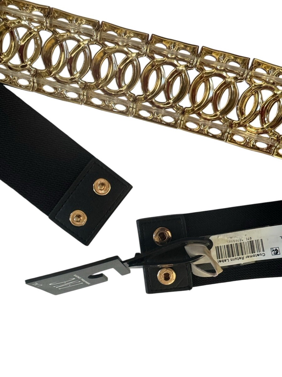 NWT INC Large / XL Wide Chunky Metal Gold with Black Stretch  display picture 2