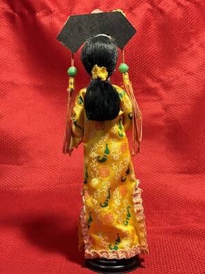 Vintage Asian Doll Yellow Dress on stand 11" Made in Taiwan | eBay