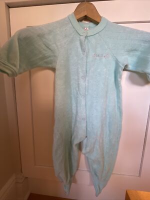 vintage Baby Dior One Piece Snap Footsie large green 9-12 Months 