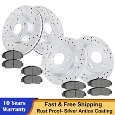 Front Rear Drilled Brake Rotors Disc Ceramic Pads Fit Honda Accord ACURA TSX Kit