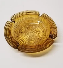 Vintage Anchor Hocking Soreno Glass Ashtray Honey Amber Mid Century 6 1/4" Round
