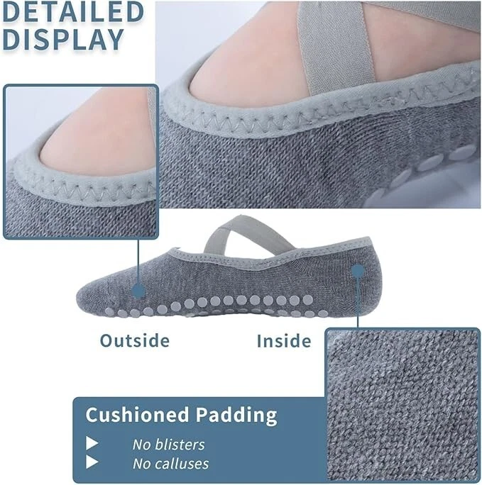 3 pares de calcetines antideslizantes de yoga para mujer Pilates fitness ballet agarre calcetines antideslizantes