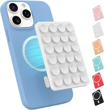 Magnetic Suction Phone Mount for MagSafe Case,Silicone Octo Cup Buddy White