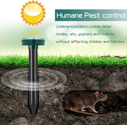 Solar Powered Ultrasonic Mole Repellent - Safe Pest Control Solution - Picture 7 of 9