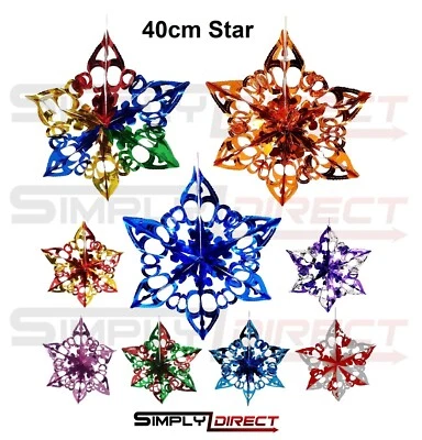 SIMPLY DIRECT Christmas Hanging Ceiling Wall Decoration Foil Garlands Star Decoration - Choose