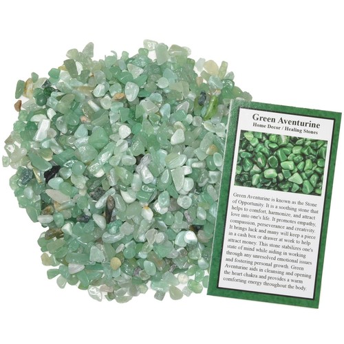 1/2 lb of Tumbled Green Aventurine Natural Rock Chips with Info Card - Picture 2 of 2