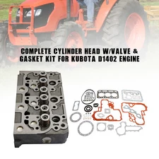 Complete Cylinder Head & Full Gasket Kit Compatible With Kubota D1402 Engine E4
