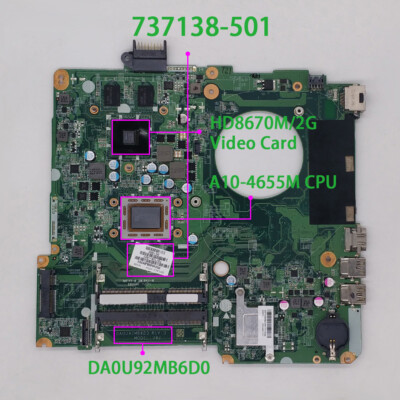 737138-501 For HP Pavilion 15-N Series 15Z-N HD8670M/2G A10-4655M Motherboard