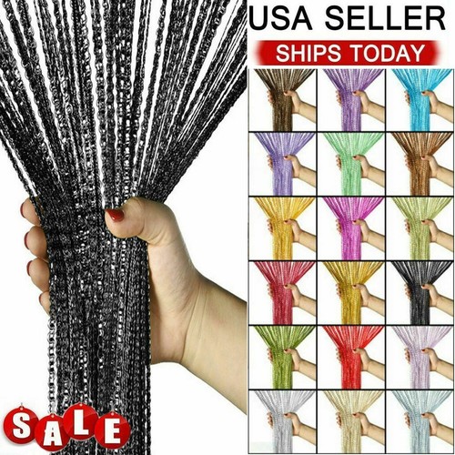 Door String Curtain Room Divider Panel Window Tassel Fringe Fly Screen US - Picture 1 of 20