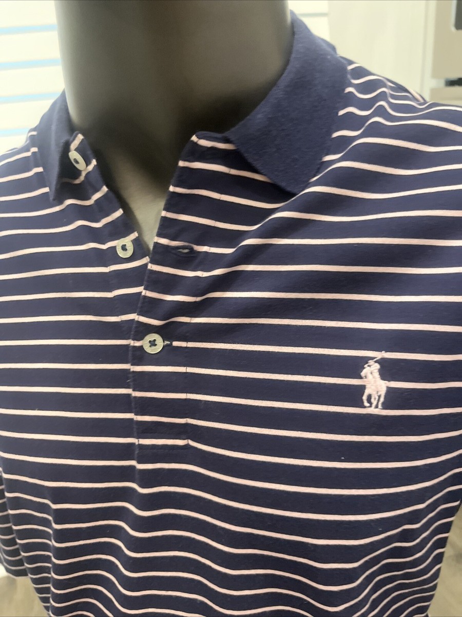Polo Ralph Lauren Polo Golf Men's White Navy Blue Striped Polo Ralph Lauren Polo Golf Men's White Navy Blue Striped