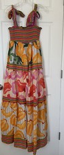 Farm Rio NWT, Anthropologie, Current Season, Maxi Tiered, Smocked, Small
