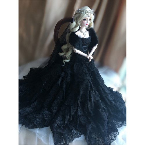 62cm Fashion Bride 1/3 BJD Doll with Black Wedding Dress Blue Eyes Openable Head - Picture 7 of 9