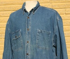 AMERICAN BLUE Denim Mens Heavy Denim Long Sleeve Button Down Shirt Size 2XL