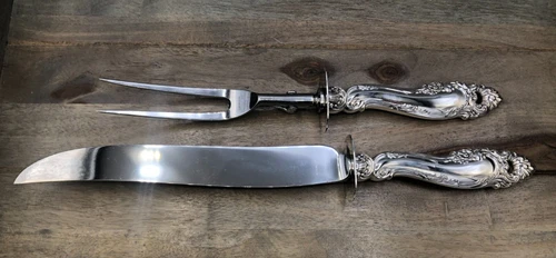 Decor by Gorham Sterling Silver large 2 piece Carving Knife and Fork Set