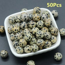 50Pcs 12mm Natural Dalmation Jasper No Hole Undrilled Stone Ball Beads DIY HT531