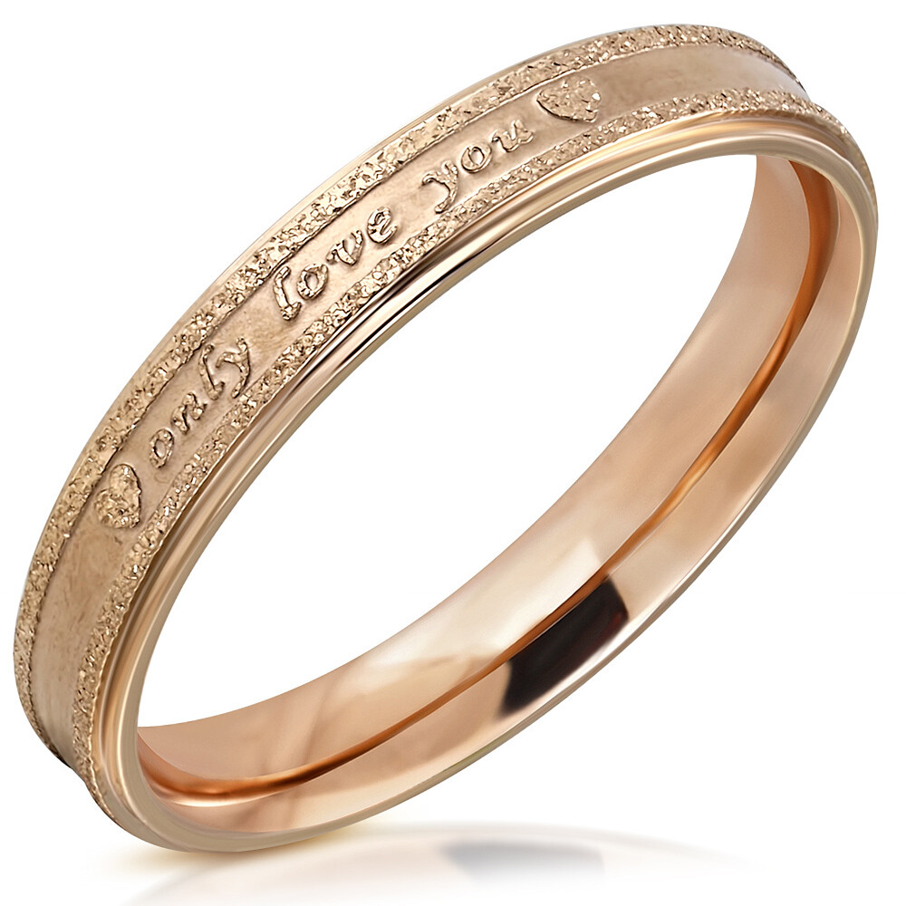 Anillo Alianza Compromiso Mujer Acero Rosa Grabado Only Amor You Corazón RRR407