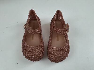 Mini Melissa Campana Papel - Rose Glitter Mary Jane Shoes Size 8
