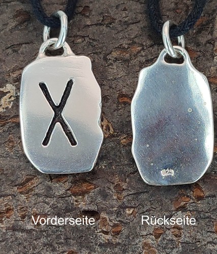 Colgante de cadena 925 plata alfabeto futhark runas runa todas las letras ABC runas - Imagen 68 de 132