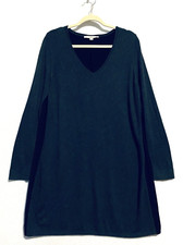 LOFT Dress Womens Large Gray Black Sweater Knit Woven Lagenlook Minimalist