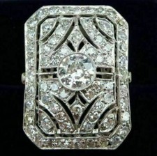 1.15Ct White Round CZ Vintage Art Deco Engagement Ring 925 Sterling Silver