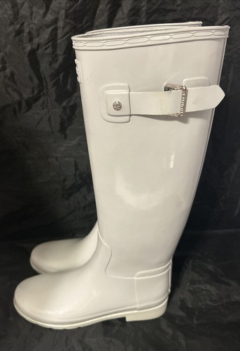 Hunter Original Tall Women's Refined GLOSS Tall Rain Boots Stormy Gray Size 7 - Picture 5 of 9