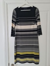 M&S. ladies strip ,3/4 sleeve, pencil dress size S. 10. Casual, summer, work