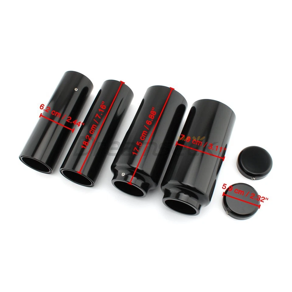 Oben Unten Gabelcover Kappen für Harley Dyna Street Fat Bob 2007-2017 Schwarz - Bild 4 von 4