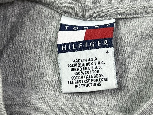 vintage tommy hilfiger flag t shirt size 4 gray d5 - Picture 4 of 6
