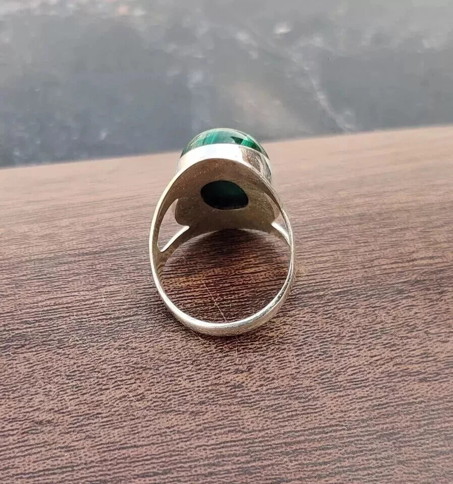 Solid 925 Sterling Silver Beautiful Malachite Handmade Statement Gift Ring R100 - Image 4 of 4