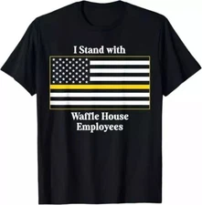 I Stand With Waffle House Employees Funny America Flag T-Shirt
