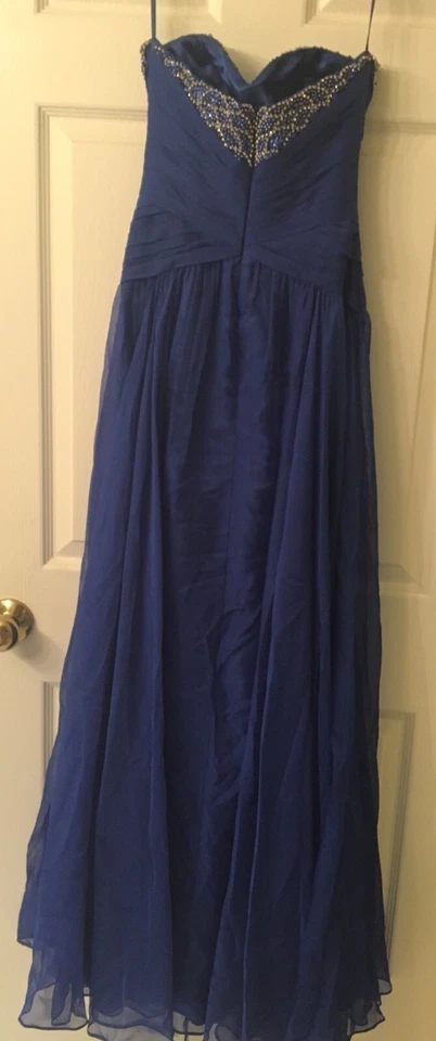 Hermoso vestido de noche largo sin tirantes Cache talla 0 azul real Foto 4 de 4