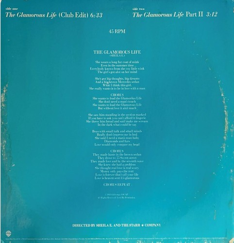 Sheila E. - The Glamorous Life Vinyl 12" Maxi Single on Warner Brothers 1984 - Picture 2 of 4