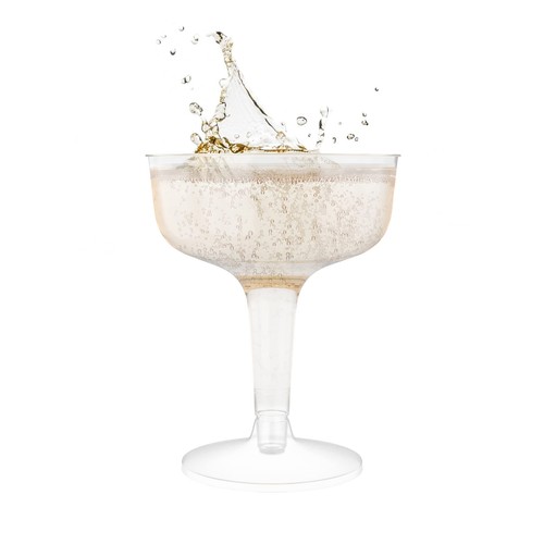 Plastic Champagne Party Glasses2 Piece Disposable 4 Oz Wine Cups 24 - Picture 9 of 9