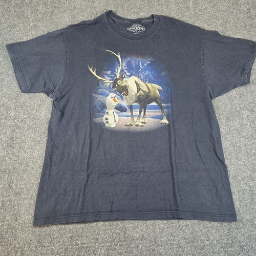 Disney Frozen Shirt Womens XLarge Blue Short Sleeve Cotton Top Crew Neck Adult