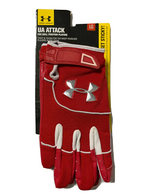 Under Armour Attack Skill Position Football Gloves White Red